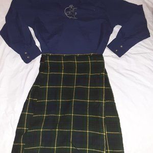 Scot Kilt Plaid, Modern Gordon Tartan: Green Blue Black Yellow, Ren Faire
